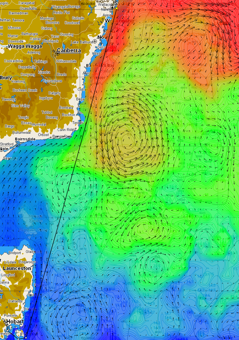 Sydney to Hobart Currents and Sea Surface temperature